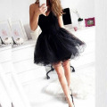 Sweetheart Lace Tulle Black Cheap Homecoming Dresses Short